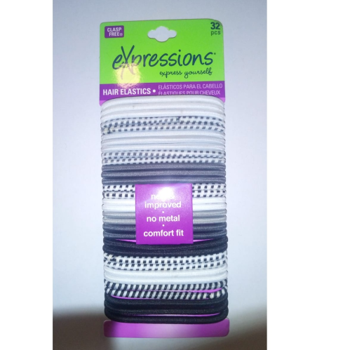 EXPRESSIONS 32 PIECE HAIR ELASTICS BLACK & WHITE