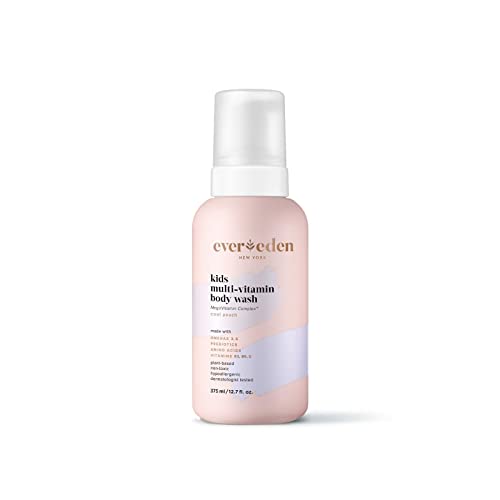 Evereden Multi-Vitamin Kids Body Wash (12.7 fl.oz., Cool Peach): Plant-Based and Natural Kids Body Wash Sensitive Skin Nourishment & Hydration Formula | Organic Non-Toxic Body Wash for Kids |