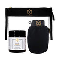 Exfoliating Glove Mitt kit Body Scrubber with Natural Moroccan Black Soap- For Dead Skin Scrubbing and Deep Pore Cleansing - Body Exfoliator Dead skin remover Shower Glove - by Moroccan Source