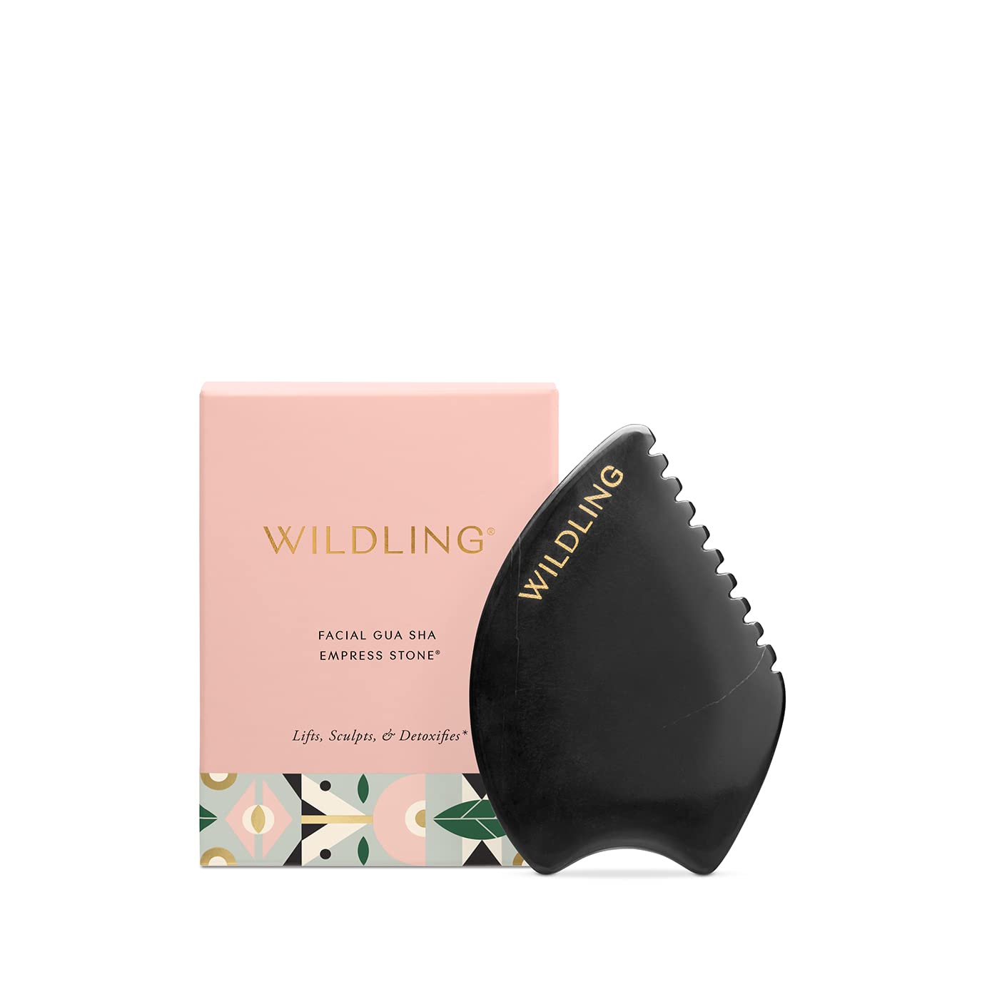 WILDLING Empress Stone Gua Sha Facial Tool I Facial Massage Tool to Lift, Plump, Tone + Sculpt I Patented Design Crafted with 100% Authentic Bian Stone
