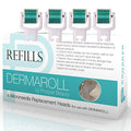 Derma Roller Microneedle 4 Piece Refill Only Kit [DERMAROLL REFILLS 0.25mm by Prosper Beauty] Face Roller Replacement Extra Dermaroller Heads Exfoliation Microdermabrasion Micro Microneedling