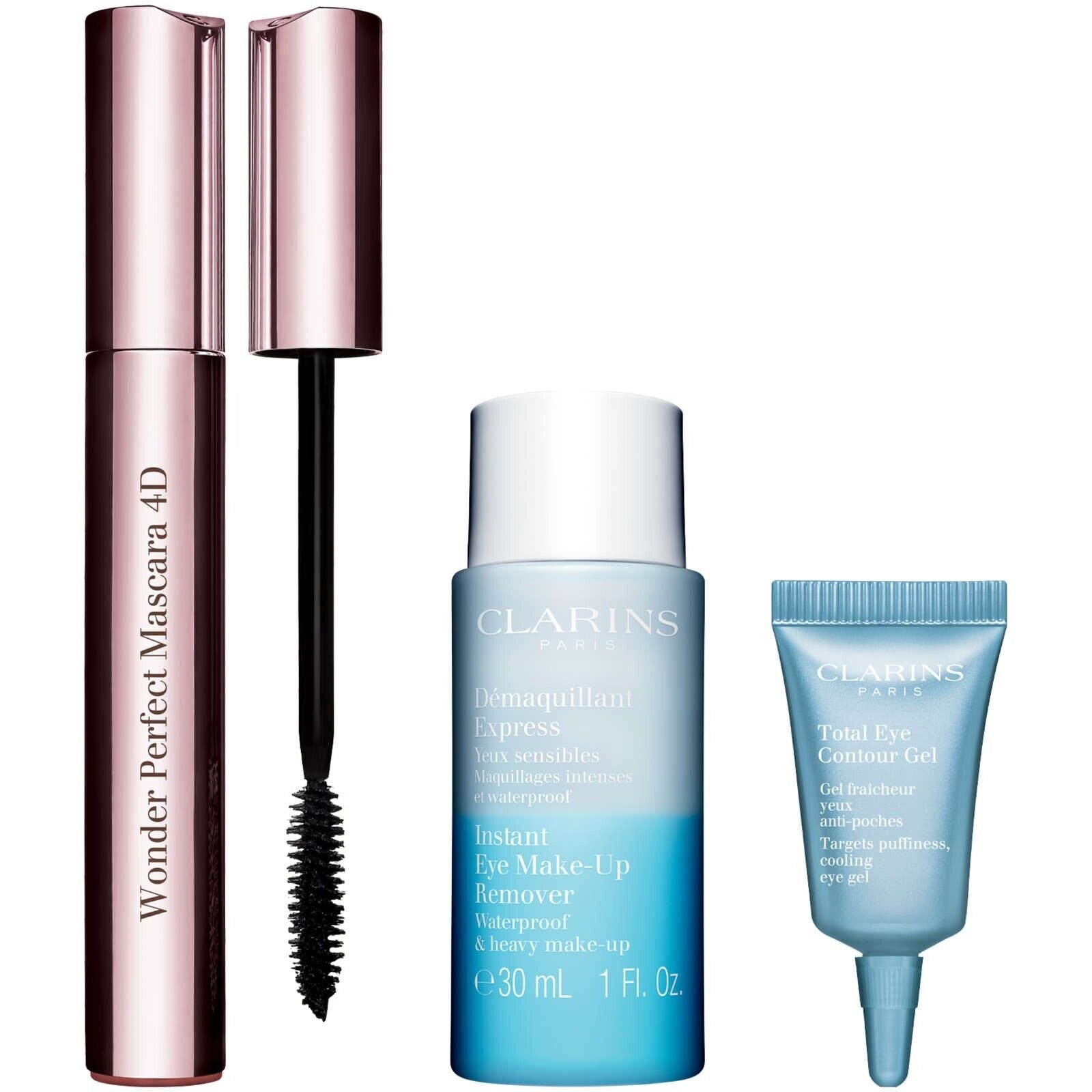 Clarins 4D Look Set Energizing Eyes Fragile Contour Gel Makeup Remover 2pcs NEW