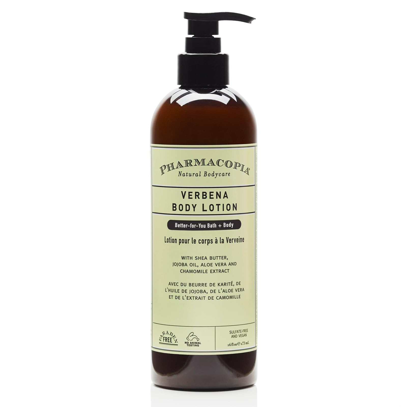 Pharmacopia Verbena Body Lotion - Hydrating Natural Moisturizer with Aromatherapy Benefits - Cruelty-Free Vegan Skin Care - Shea Butter, Aloe Vera, and Jojoba Oil - Lotion for Dry Skin, 16 oz
