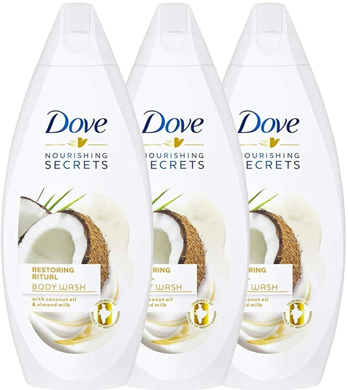 (3-Pack) Dove Restoring Ritual Body Wash Coconut Oil Almond Milk Shower Gel 16.9oz