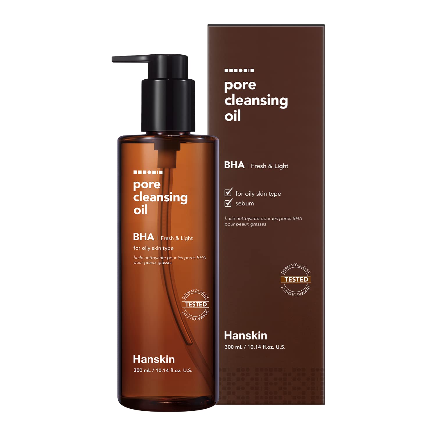 Hanskin Pore Cleansing Oil, Gentle Blackhead Cleanser and Makeup Remover for Combination and Oily Skin [BHA/10.14 oz]