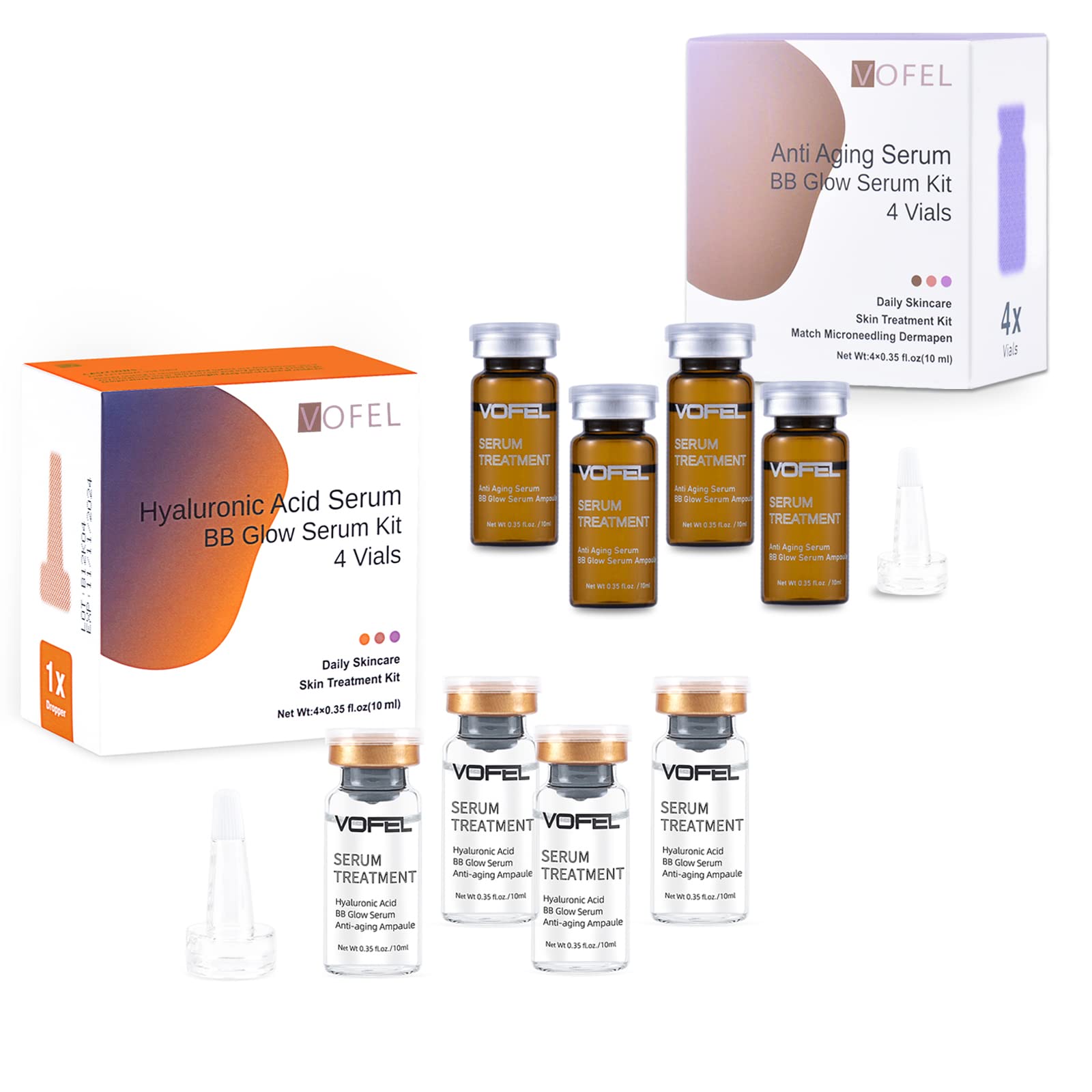 VOFEL Anti Aging Serum Hyaluronic Acid Serum For Face BB Glow Starter Kit Serum Ampoules for Skin Treatment Kit 0.35 oz 8 Vials