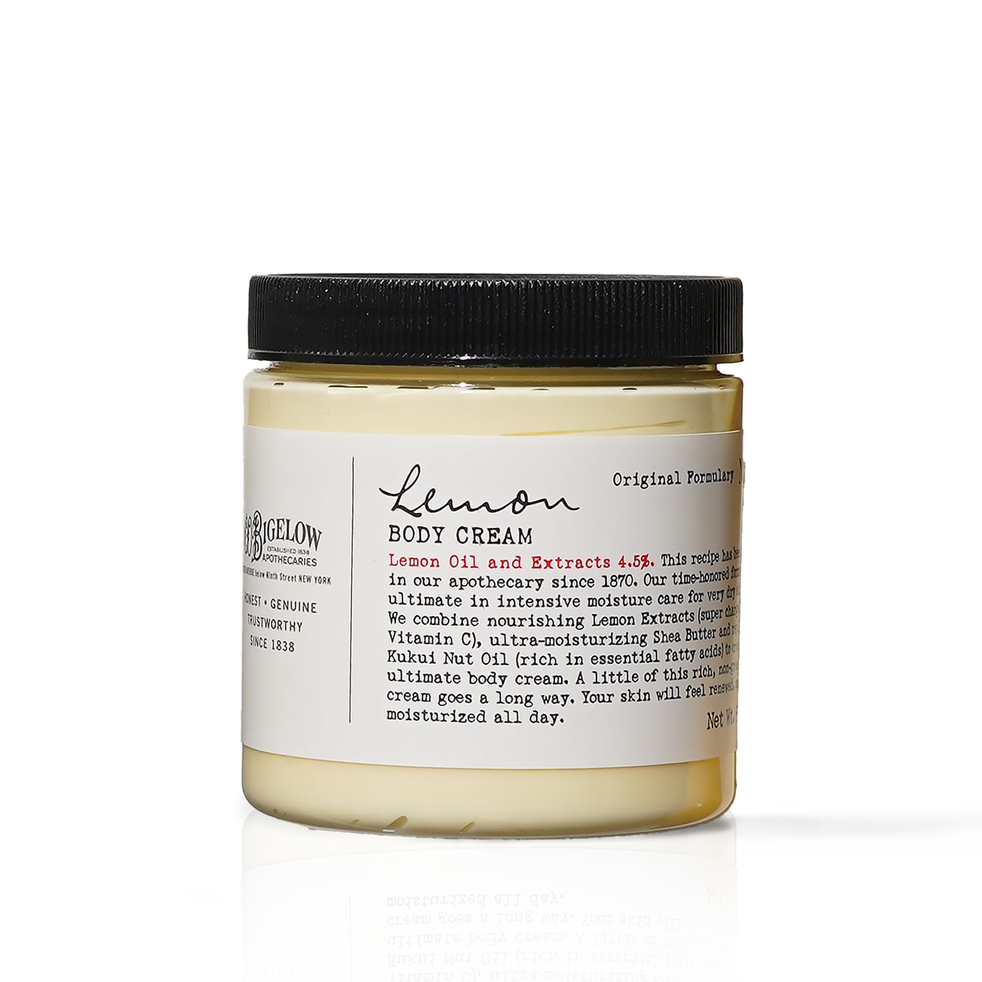 C.O. Bigelow Lemon Body Cream - No. 005, Moisturizing Body Cream with Shea Butter, Lemon Oil and Extracts for Dry Skin, Hands & Body, 8 oz.