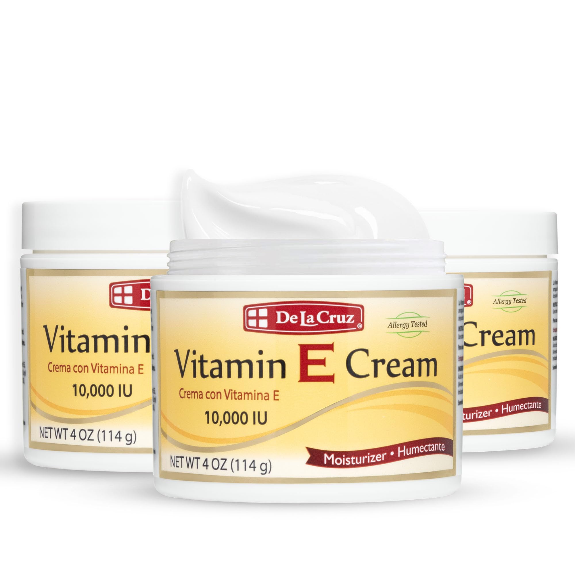 De La Cruz Vitamin E Cream Moisturizer for Face and Neck - Moisturizing Skin Care for All Skin Types - Made in USA, 4 OZ. (3 Pack)