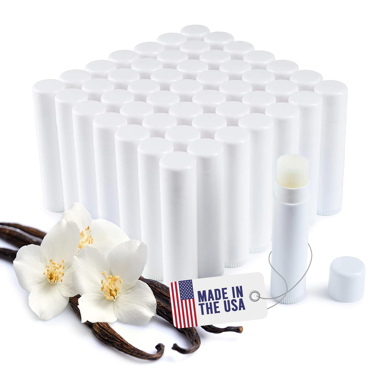 Belladonna Vanilla Lip Balm 100 Pack - Moisturizing Lip Balm Contains Vitamin E Shea Butter and Other Natural Ingredients Comes in Customizable Packaging