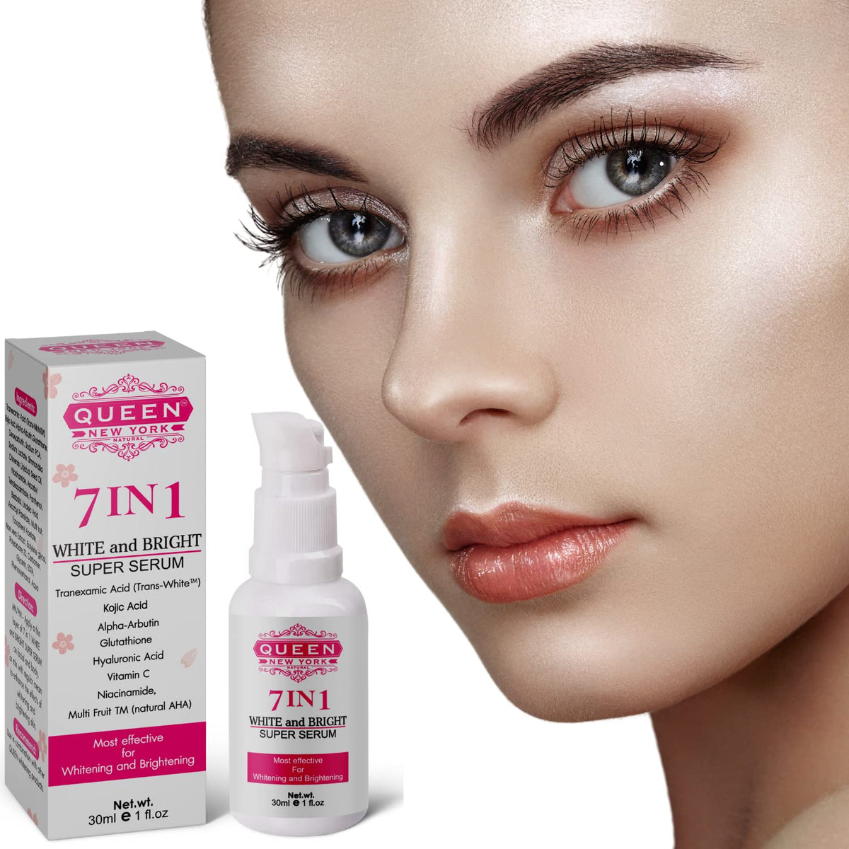 QUEEN 7in1 Super Serum-5% Tranexamic Acid,5% Kojic Acid,2% Alpha Arbutin No Fragrance by Queen Natural New York(Pack of 1)