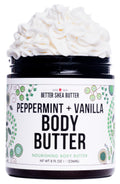 Better Shea Butter Whipped Body Butter for Women - PEPPERMINT VANILLA Body Lotion - Whipped Body Cream for Dry Skin - Paraben-Free, Non-Greasy Body Cream - Vanilla Peppermint Body Butter 8 oz