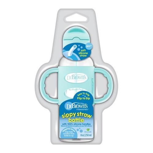 Dr. Brown’s Milestones Sippy Straw Bottle With Silicone Handles, 250 ml
