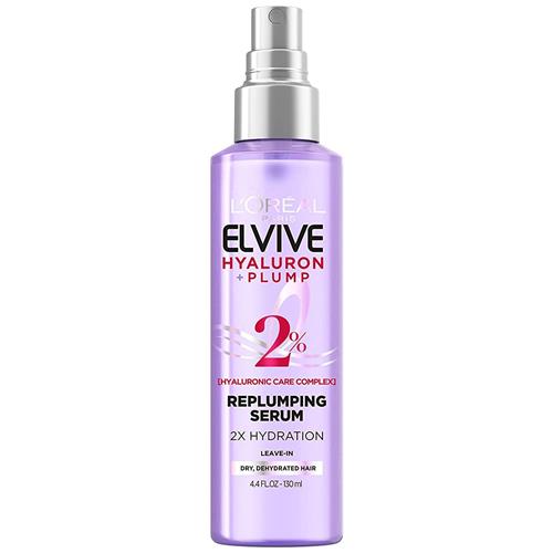 L'Oreal Paris Elvive Hyaluronic Plump Moisture Plump Hair Serum for Dehydrated, Dry Hair with Hyaluronic Acid Care Complex, Paraben-Free, 4.4 Fl Oz